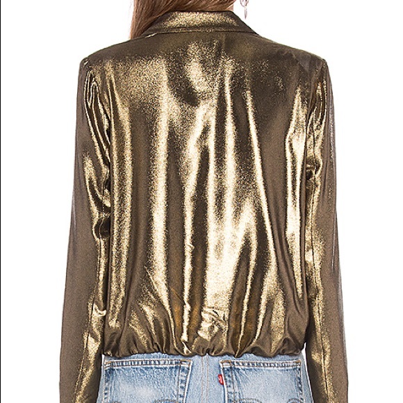 Marled x Olivia Culpo Surplice Blazer top in gold - Picture 2 of 3